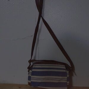 Striped Navy and Brown Crossbody Bag